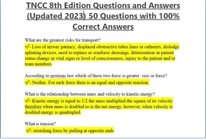 Tncc 8th edition test answers