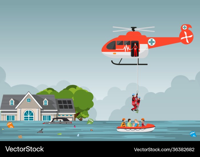 A rescue helicopter is lifting a man