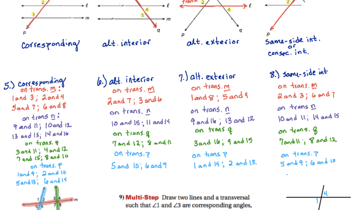 Quiz on parallel lines and transversals