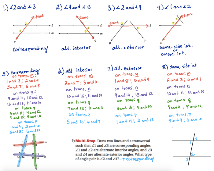 Quiz on parallel lines and transversals