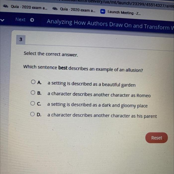 Which sentence in the passage contains an allusion